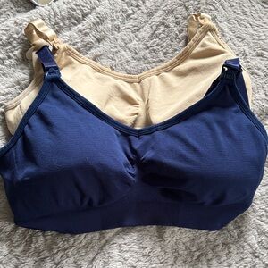 Women's Nursing/breastfeeding bra - Navy Blue and Beige